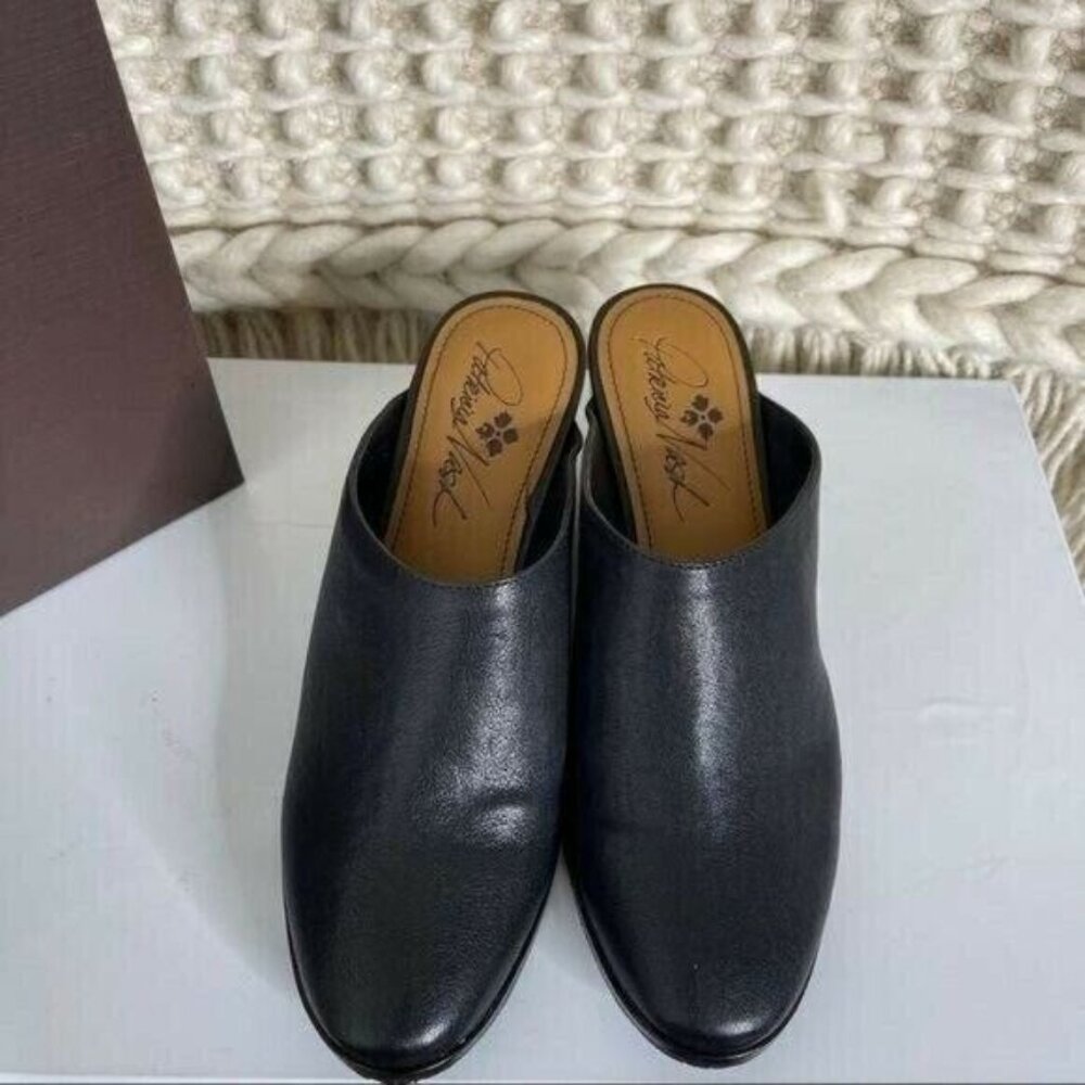 Patricia Nash Black Michaela Slip on Mules Leather Block Heel Size 6 - Picture 9 of 9